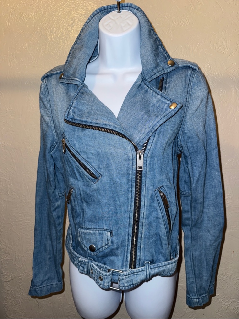 Retro Diesel Lightweight linen blend Denim Moto Jacket